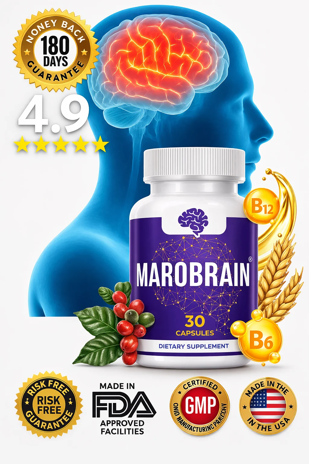 Marobrain Natural Brain Support Supplement